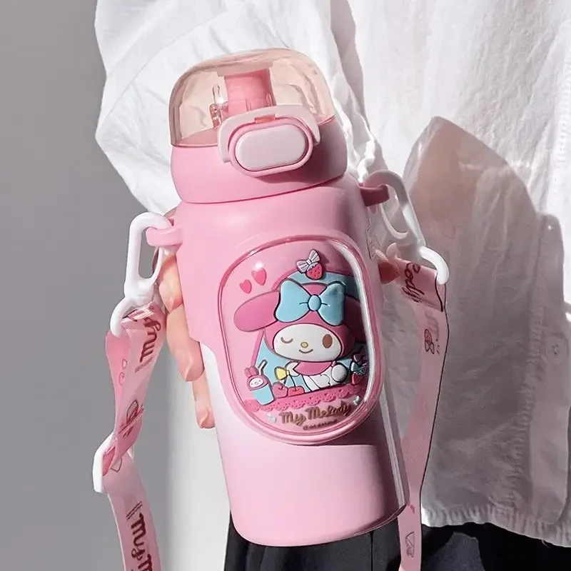 my melody kuromi cinnamoroll cartoon cute straw cup for girls high-looking thermos cup small and convenient children's kettle