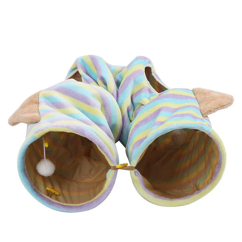 Print Cat Tunnel Crinkly 2-Way Fun Pet Play Toy Kitten Collapsible Rabbit Style Collapsible Cat Products