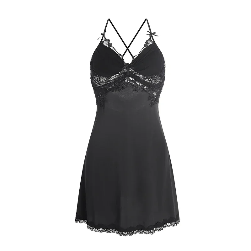 REBEYULI Brand 2026 Lovely Women Robe Nightgown Set Mesh Backless Spaghetti Strap Dress with Bra Sleep Nighties Lingeries Ladies