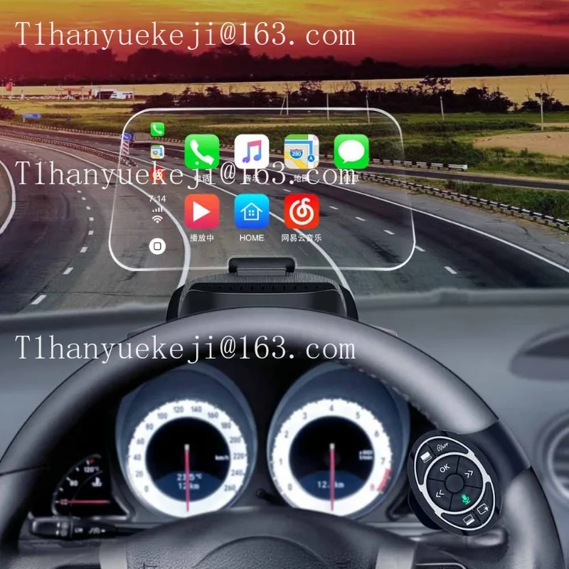 Car Hands-Free HUD Display, Remote Control LED Head-Up Display for Driving Speed & Navigation