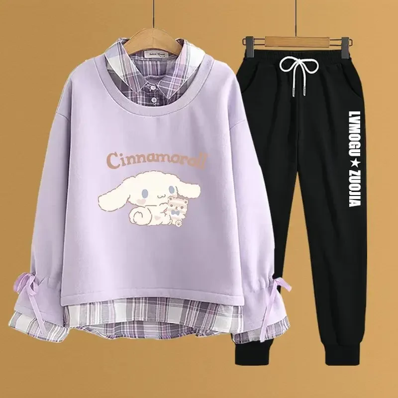

Sweet Cinnamoroll Kawaii Sanrio Anime Student Casual Hoodie Loose Pants Cute Cartoon Baby Long Sleeve Clothing Y2k Gifts for Kid