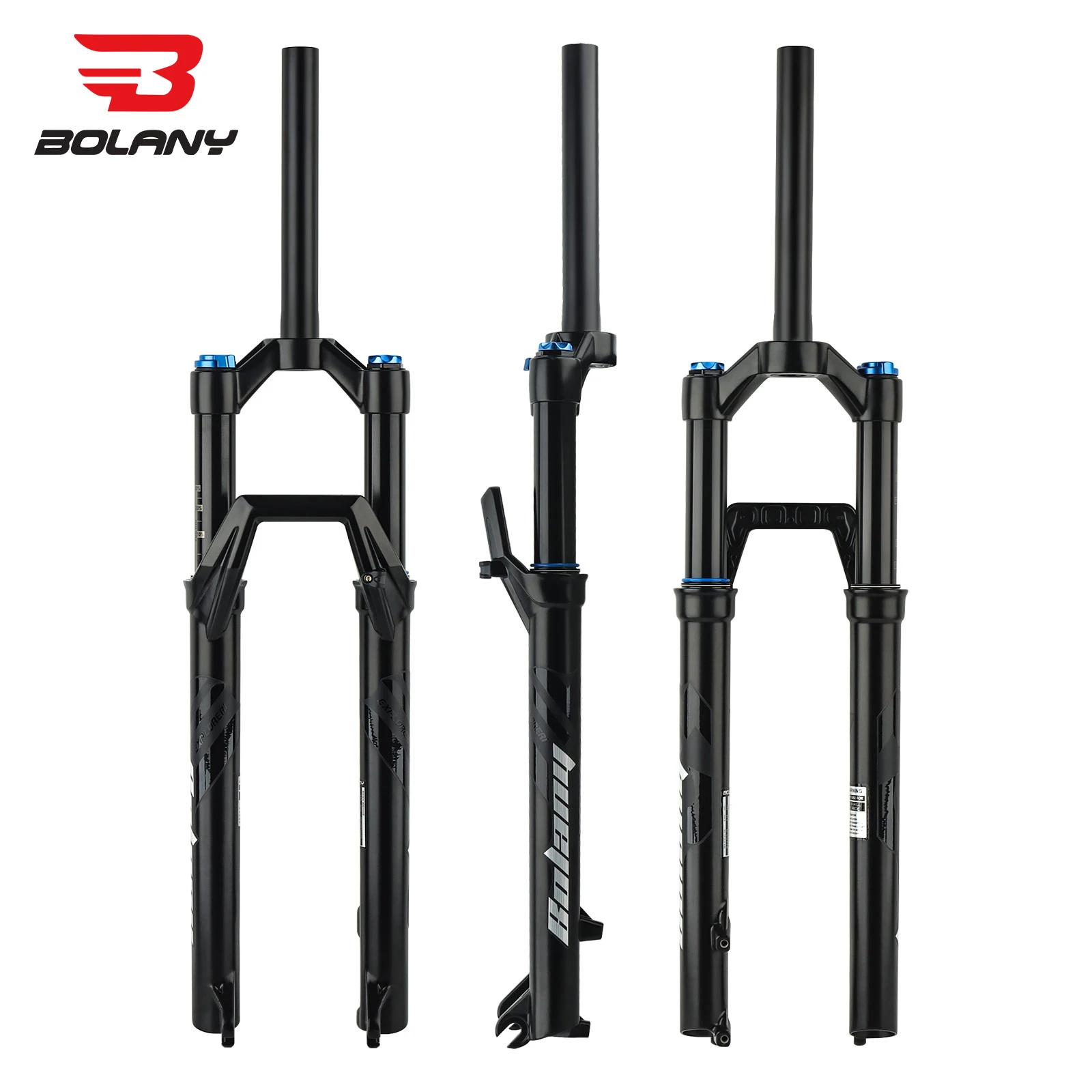 BOLANY MTB Air Fork 26 27.5 29Inch 120mm Travel Air Oil R26 R29 Front Suspension 9x100mm Straight Tube Lightweight Bicycle Fork