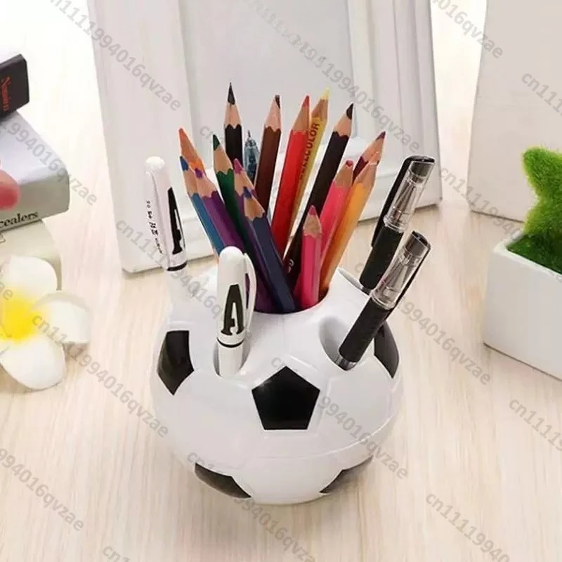 Pen Holder Storage Box Cute Round Creative Football Ornament Desktop Stationery Organizing Bucket Student Desk Shelf