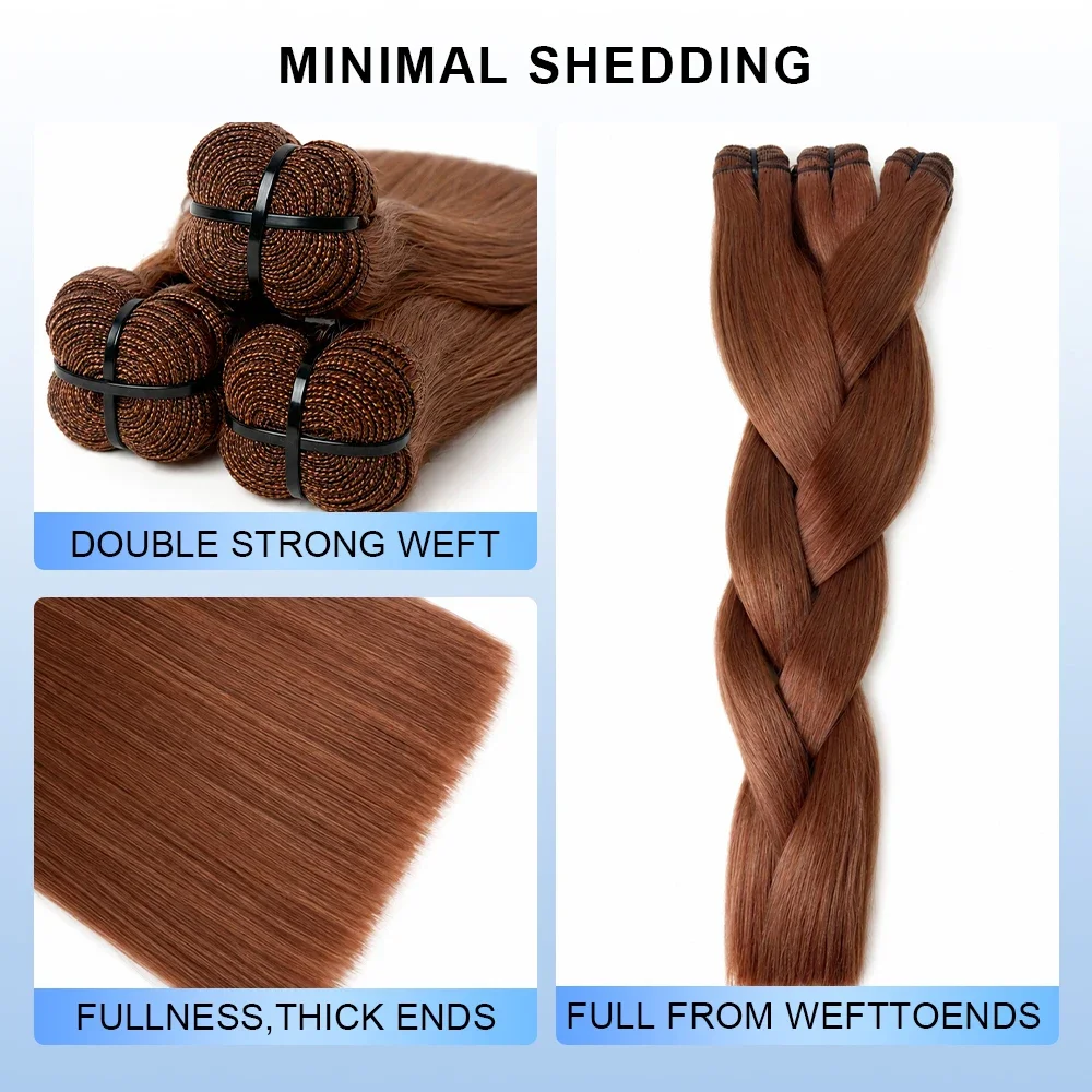 2 3 4 Pcs 30# Auburn Brown Bone Straight Bundles 100% Human Hair Vietnamese 26 28 Inch Real Remy Weave Silky Raw Hair Colored Unprocessed Double Weft Thick Full Ends Premium Human Hair Bundles Extensions view 2