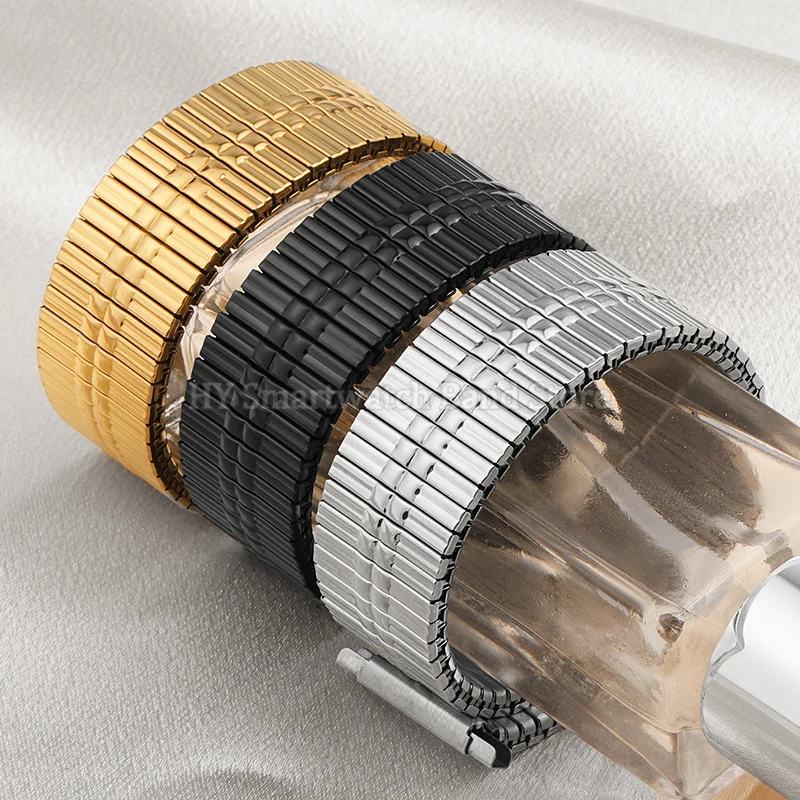 16-22mm Stainless Steel Watch Strap for Men Women Stretch Expansion Strap Adjustable Elastic Strap Metal Bracelet Accessories