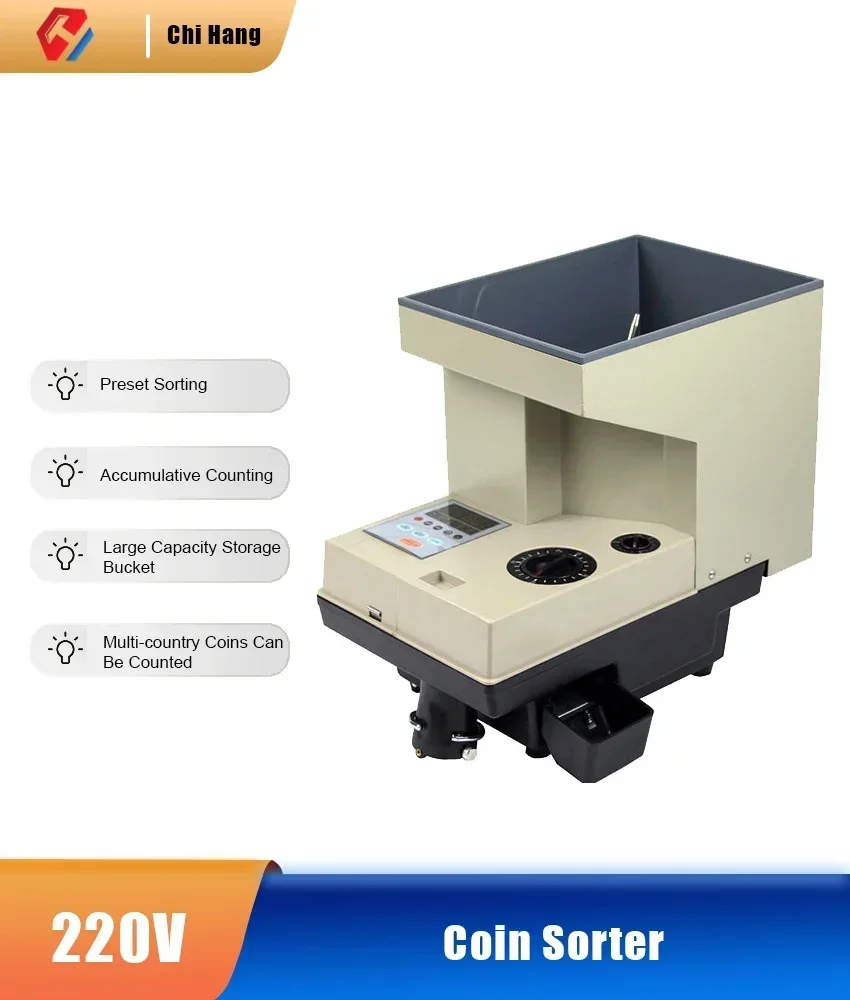 110V/220V Coin Sorting Machine 1500 sheets/m High-Speed Banknote Counter Automatic Electronic Coin Sorting Machine Equipment