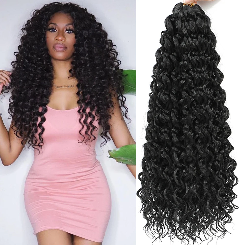 

1-8 Packs Curly Synthetic Crochet Hair For Women 18Inch Curl Crochet Hair Water Wave Crochet Hair Soft Beach Curl Braiding Hair