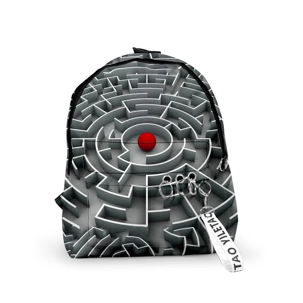 

Hip Hop Youthful Maze pattern School Bags Notebook Backpacks Boys/Girls 3D Print Oxford Waterproof Key Chain Small Travel Bags