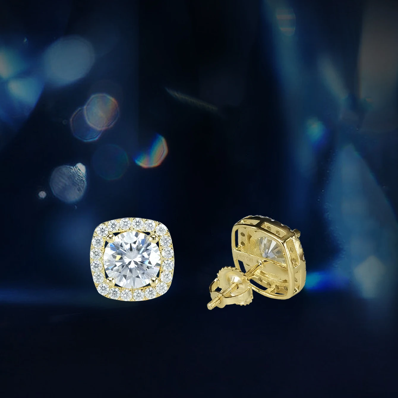 

Круглые серьги с муассанитом 7,5 мм, серебряные серьги-гвоздики S925 с покрытием из 14-каратного золота с сертификатом Gra