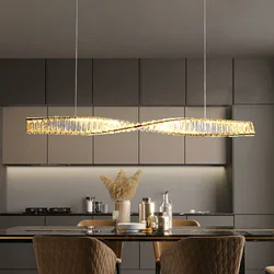 Modern K9 Crystal Chandelier One spiral Pendant Lamps Luxury Kitchen Island Bar Dining Room Table Suspension Led Light Lustres