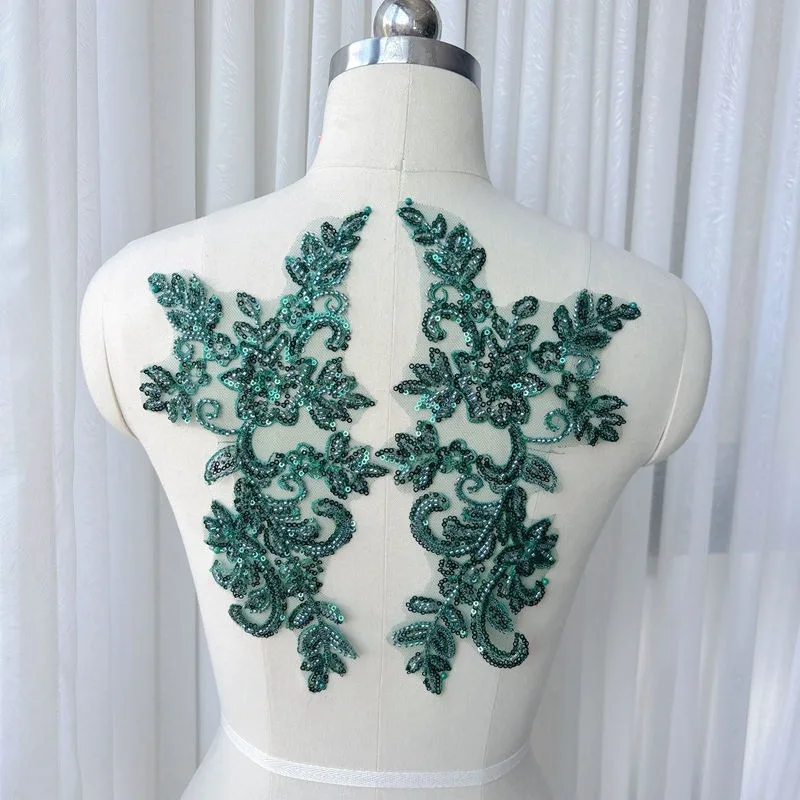 4 قطع، ملصقات مطرزة لفستان الزفاف الملون بخرز الأظافر، مواد أغطية الرأس لفستان الزفاف المصنوع يدويًا، إكسسوارات الملابس