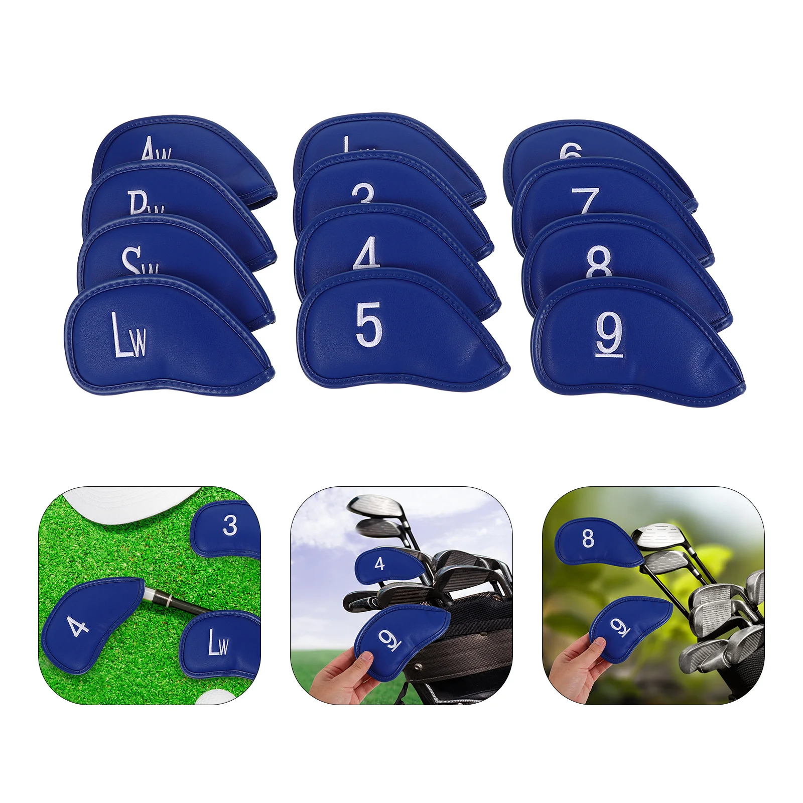 

12Pcs Durable PU Golf Headcovers Universal Fit for Irons and Drivers Stylish Protection Golf Heads Covers Numbered