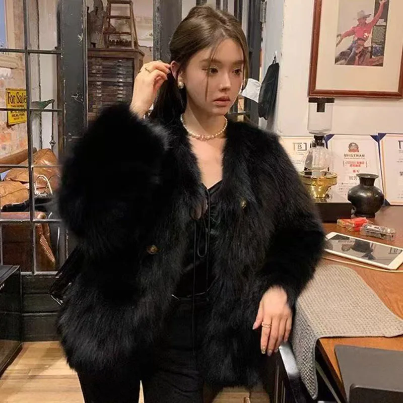 Haining Xiaoxiangfeng Imitation Fox Fur Jacket Women's Spring and Autumn 2025 New Thin Fur Warm Jacket
