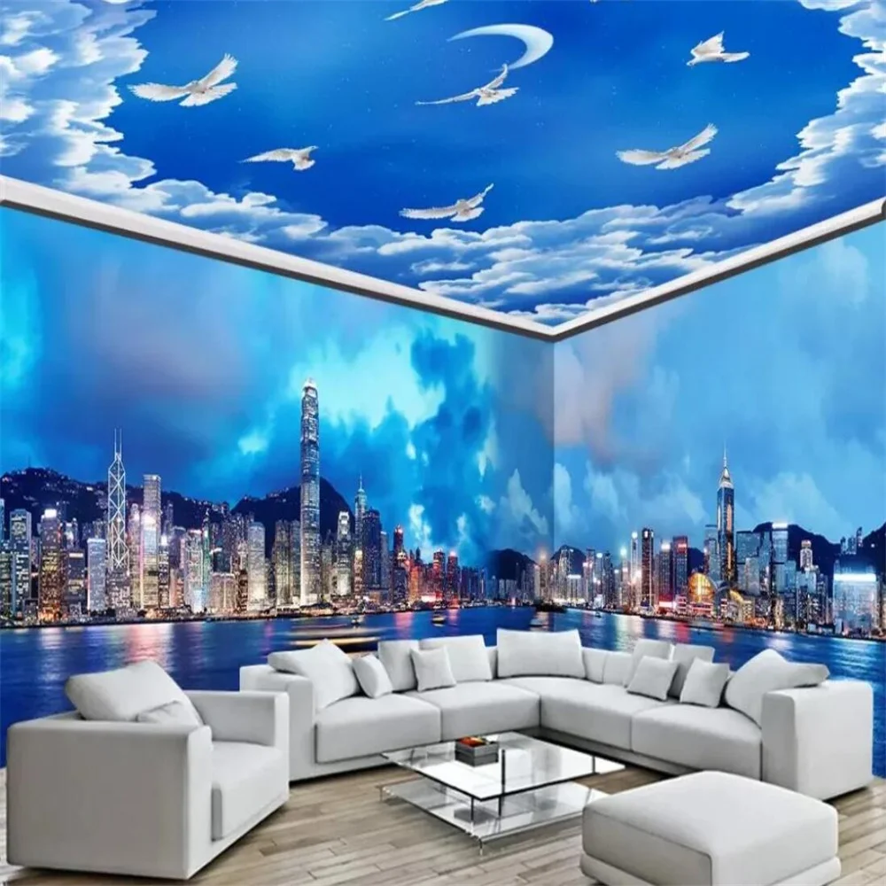 Custom night scenery Wallpaper Living Room Bedroom Backdrop 3D Wall paper Mural wall papers home decor wall stickers decoration