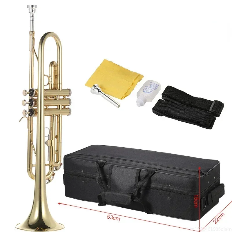 Trumpet Bb Flat Brass Gold-painted Exquisite 2026 new  Durable Brass Musical Instrument with Trumpet Mouthpiece Gloves Strap