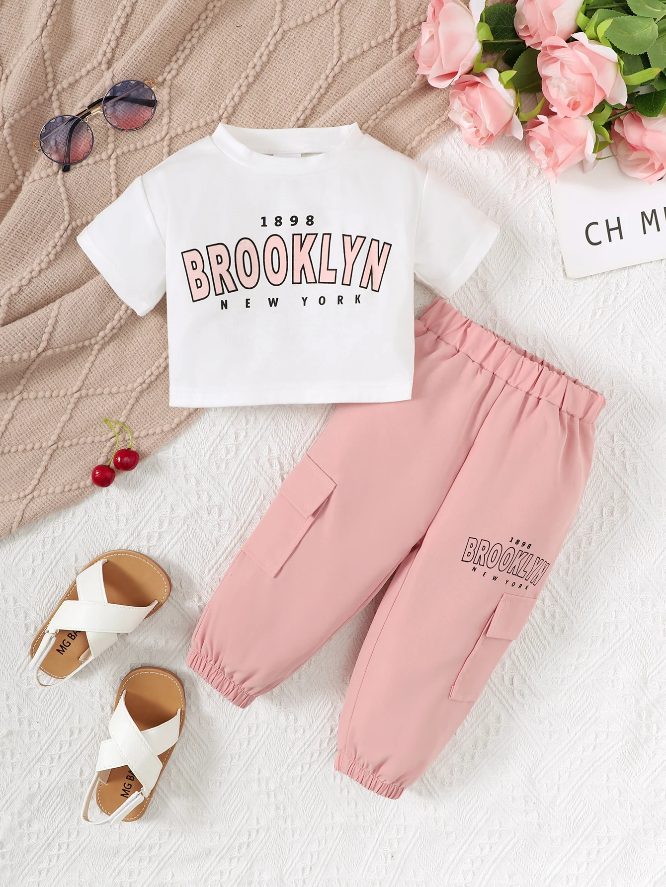 

Комплект из 2 предметов в американском стиле Brooklyn для девочек: модный уличный наряд для малышей и детей