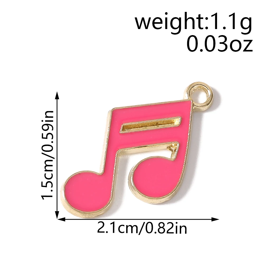 Tusember 20 Stück Bunte 15*21mm Kawaii Emaille Niedliche Musiknoten-Anhänger für Handgemachte Ohrringe, Halsketten, Schmuckherstellung, DIY-Zubehör – Detail 2