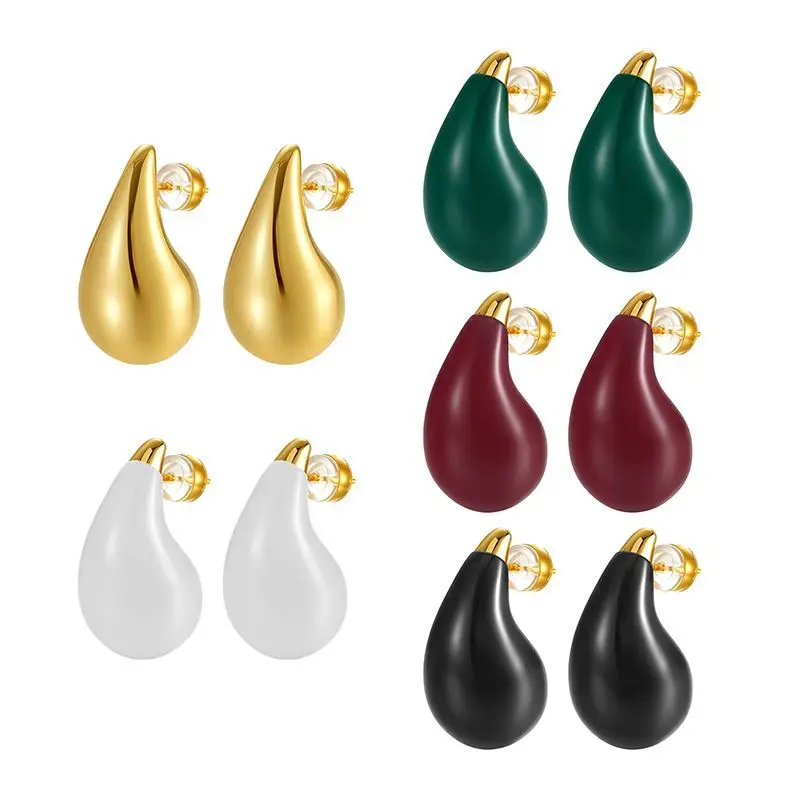 

Colored Enamel Drop-shaped Stud Earrings for Women Gold Jewelry Christmas Gifts
