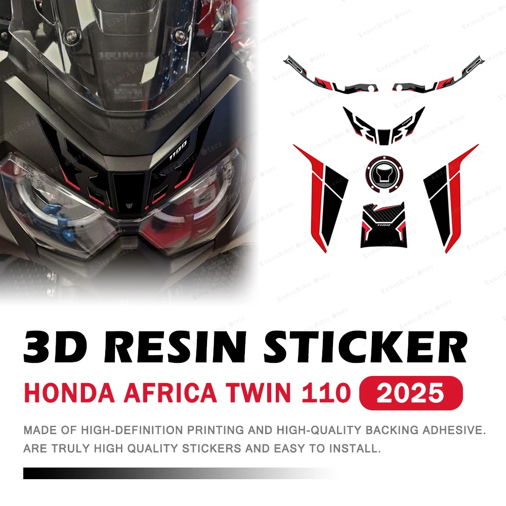 For Honda Africa Twin CRF1100L Twin 1100 CRF 2025 3D Reisin Sticker Kit Front Fender Protector Sticker