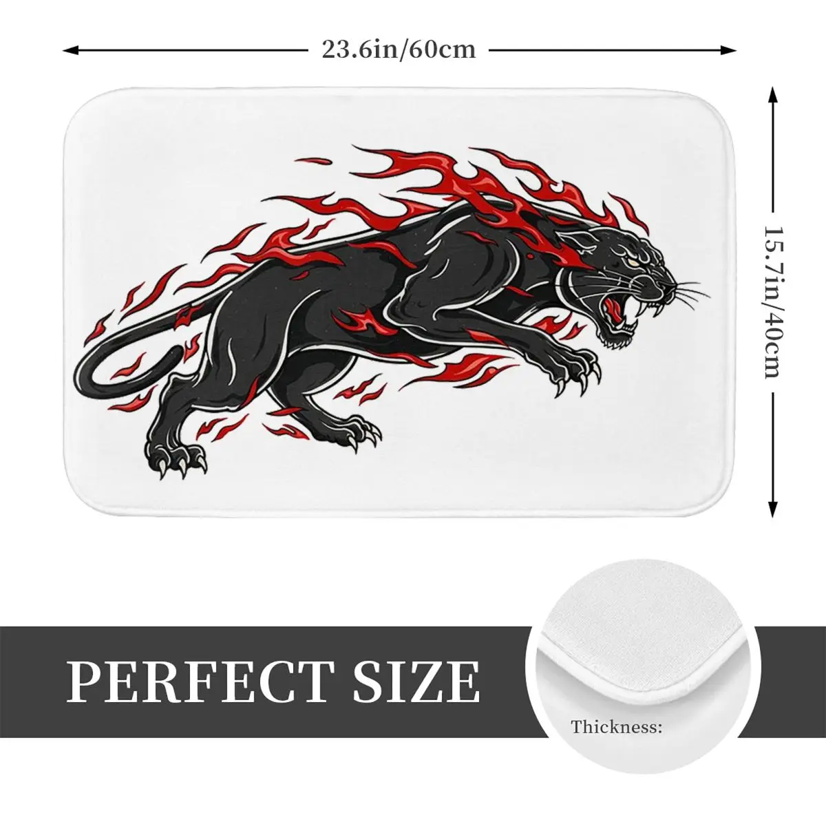 Fiery Panther Flaming Beast Non-slip Doormat Floor Mat Washable Carpet Rug for Kitchen Entrance Home Bathroom Footpad Mats