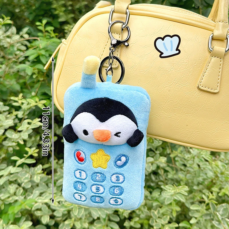 Stylish Penguin Mobile Phone Plush Doll Keychain, Cute Bag Accessory, Perfect Decor Gift.