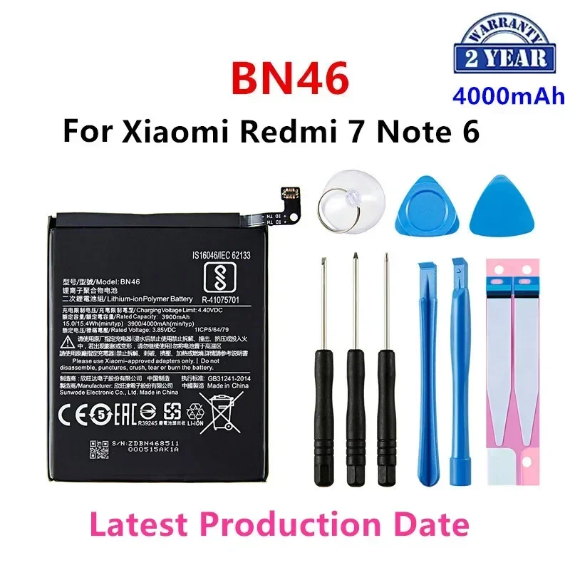 

Brand New BN46 4000mAh Battery For Xiaomi Redmi 7 Redmi7 Redmi Note 6 Redmi Note6 Note8 Note 8 BN46 Batteries +Tools