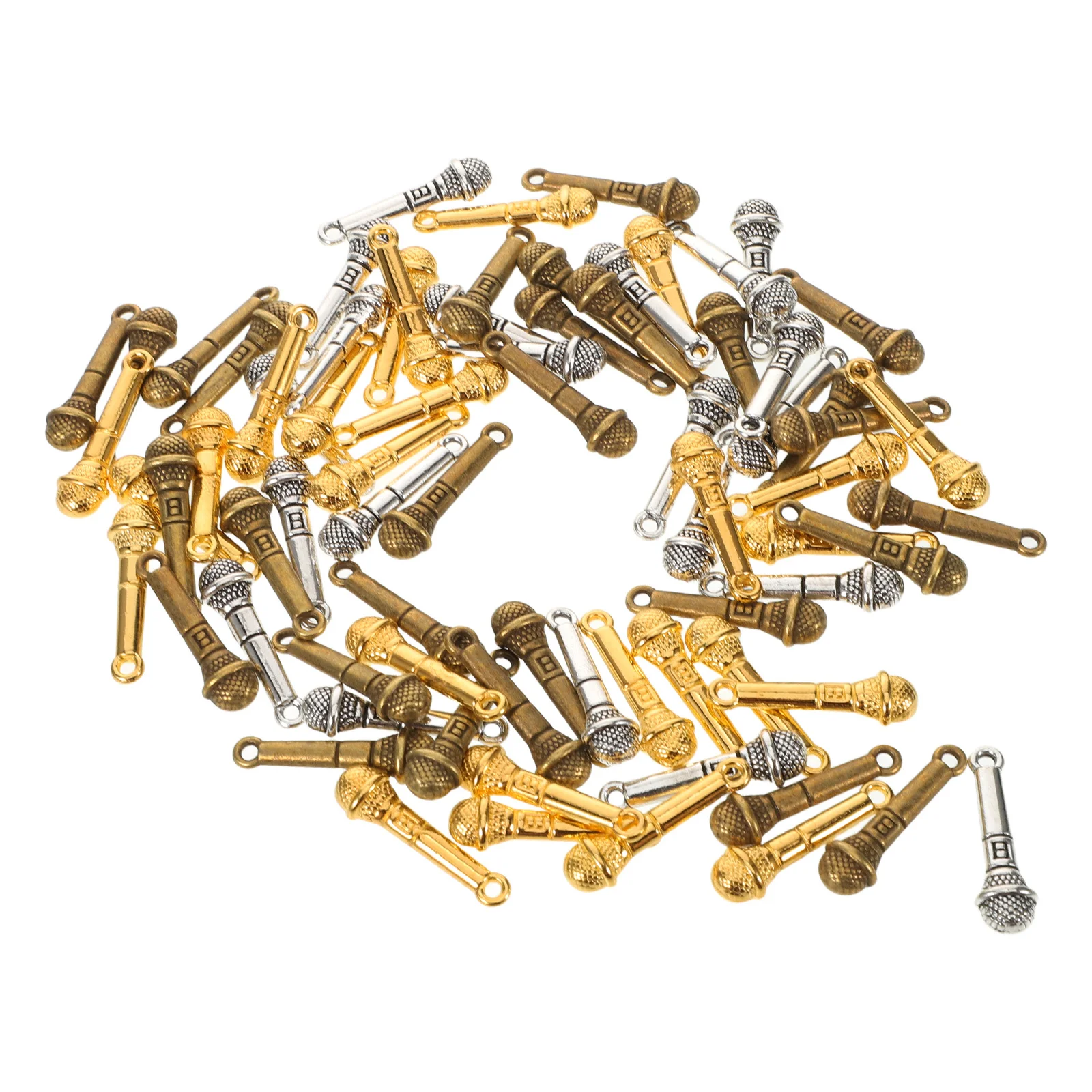 

120 шт., подвески для микрофона, подвески в стиле ретро с музыкальной тематикой для ожерелья, браслета, серег, принадлежности для рукоделия, подвеска с микрофоном