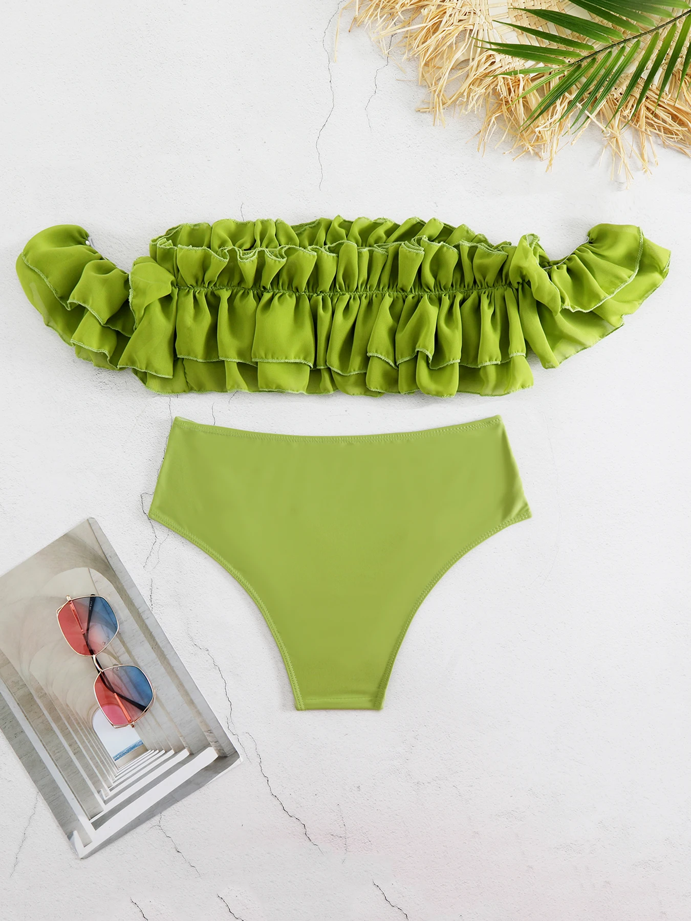 2024 New Ruffle High Waist Bikini Set Women Two-Piece Swimsuit Separate Swimwear Sexy Female Beach Suit