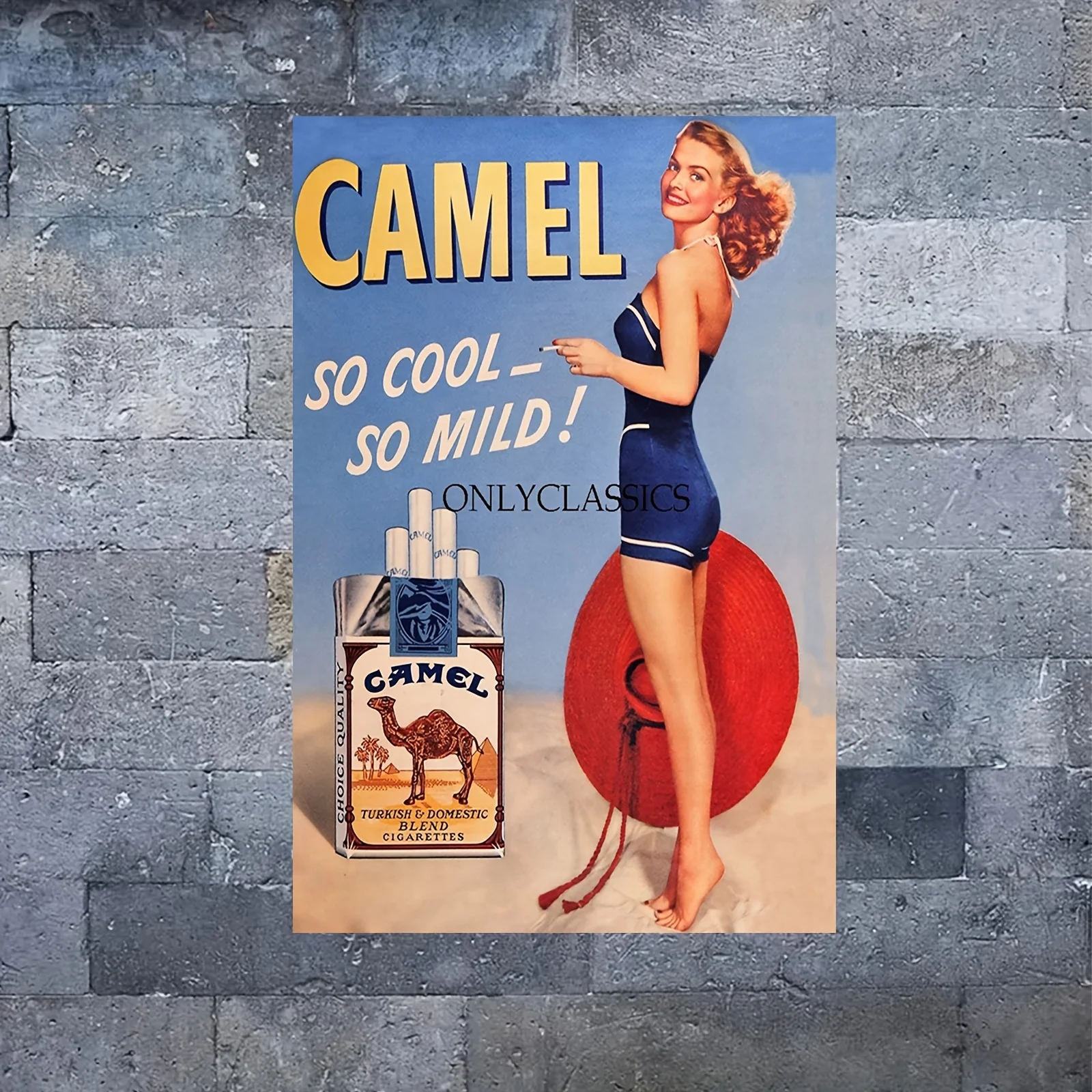[ Retro Poster]  Cigarette Ad Poster |  Frameless Canvas - Desert Scene for Home Decor, Advertisement, Art & Craft