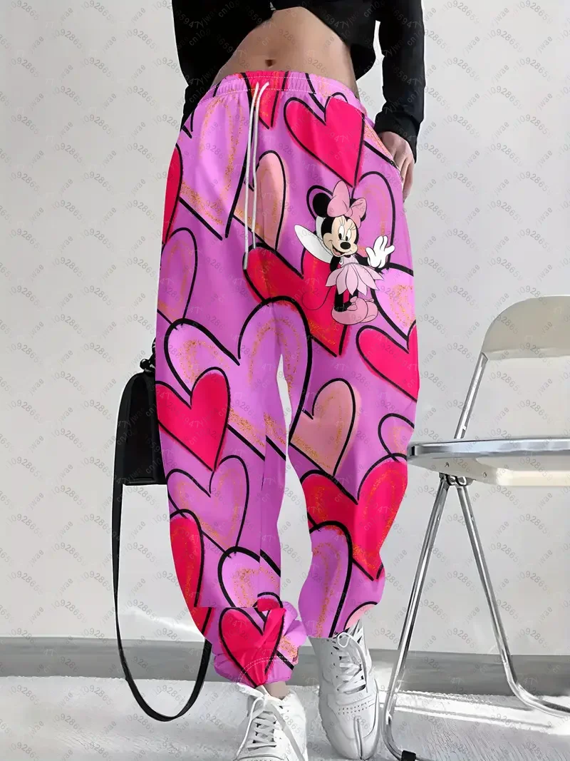 Cartoon Mickey Mouse Women's Casual Jogger Pants Pink Casual Pants Spring/Summer Outdoor Men's Long Pants Trousers
