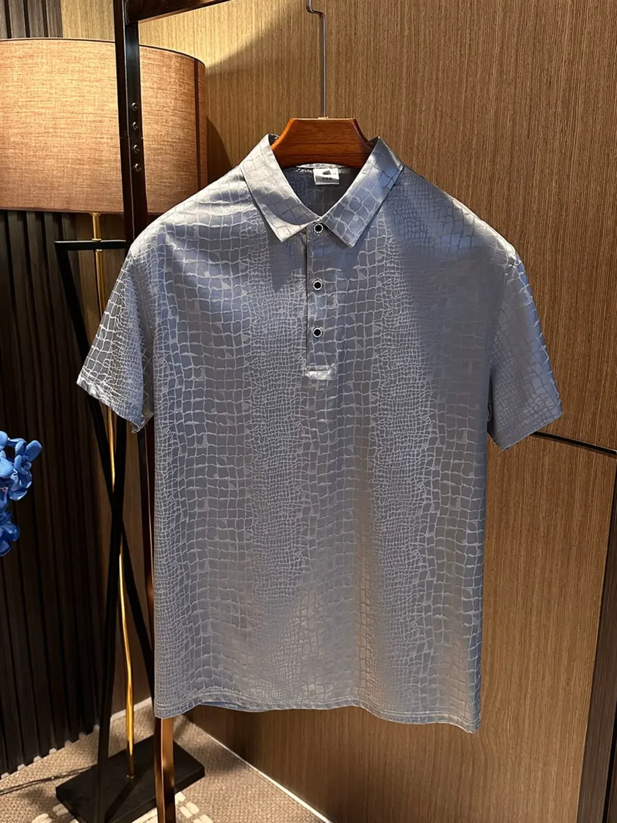 

Temperament improvement! Summer new men's high-end silk lapel short-sleeved polo shirt