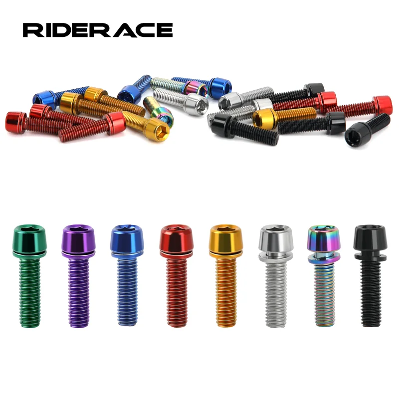 6 tornillos hexagonales de acero aleado M5*18mm para tija de bicicleta de montaña y carretera con arandela, tornillos de fijación coloridos