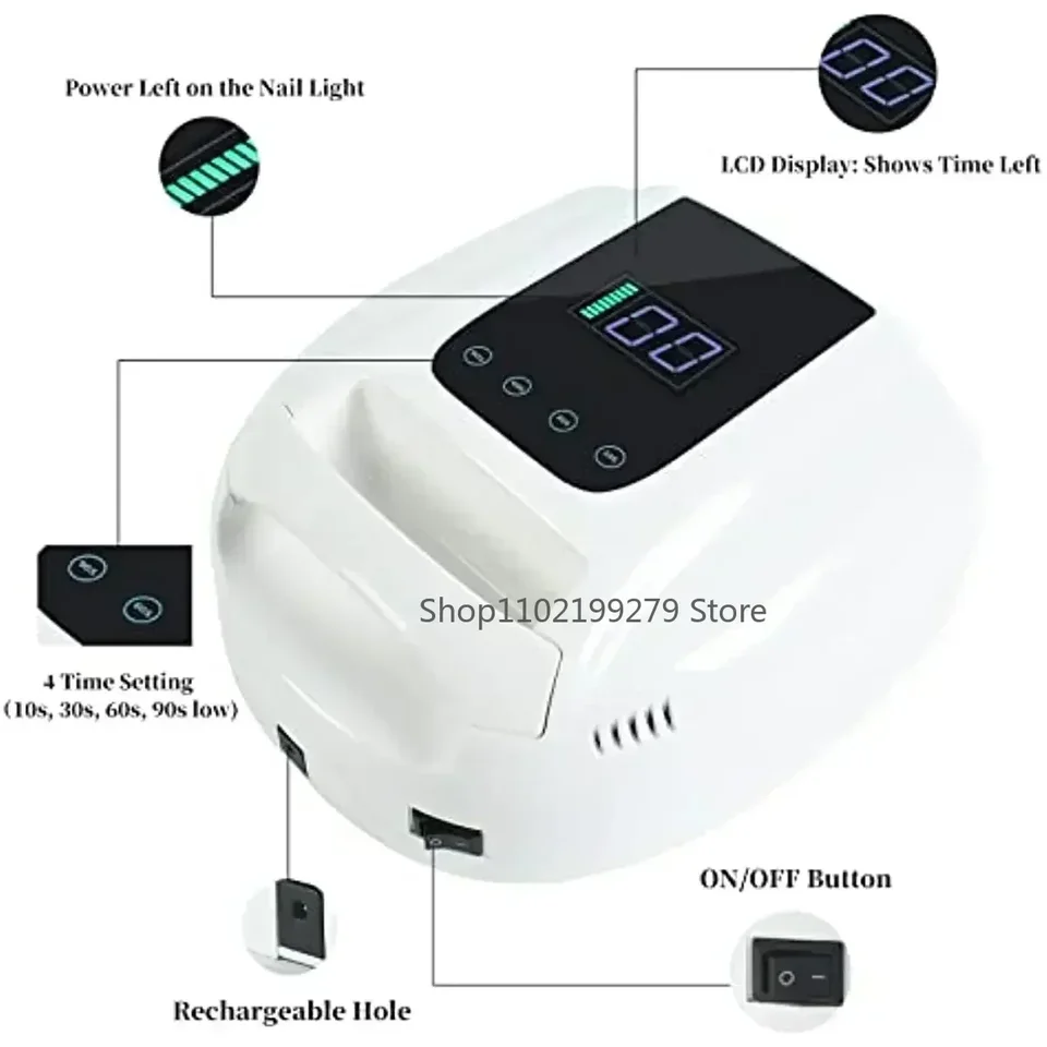 Lámpara de uñas inalámbrica 2025, UV LED recargable, para salón y hogar 4