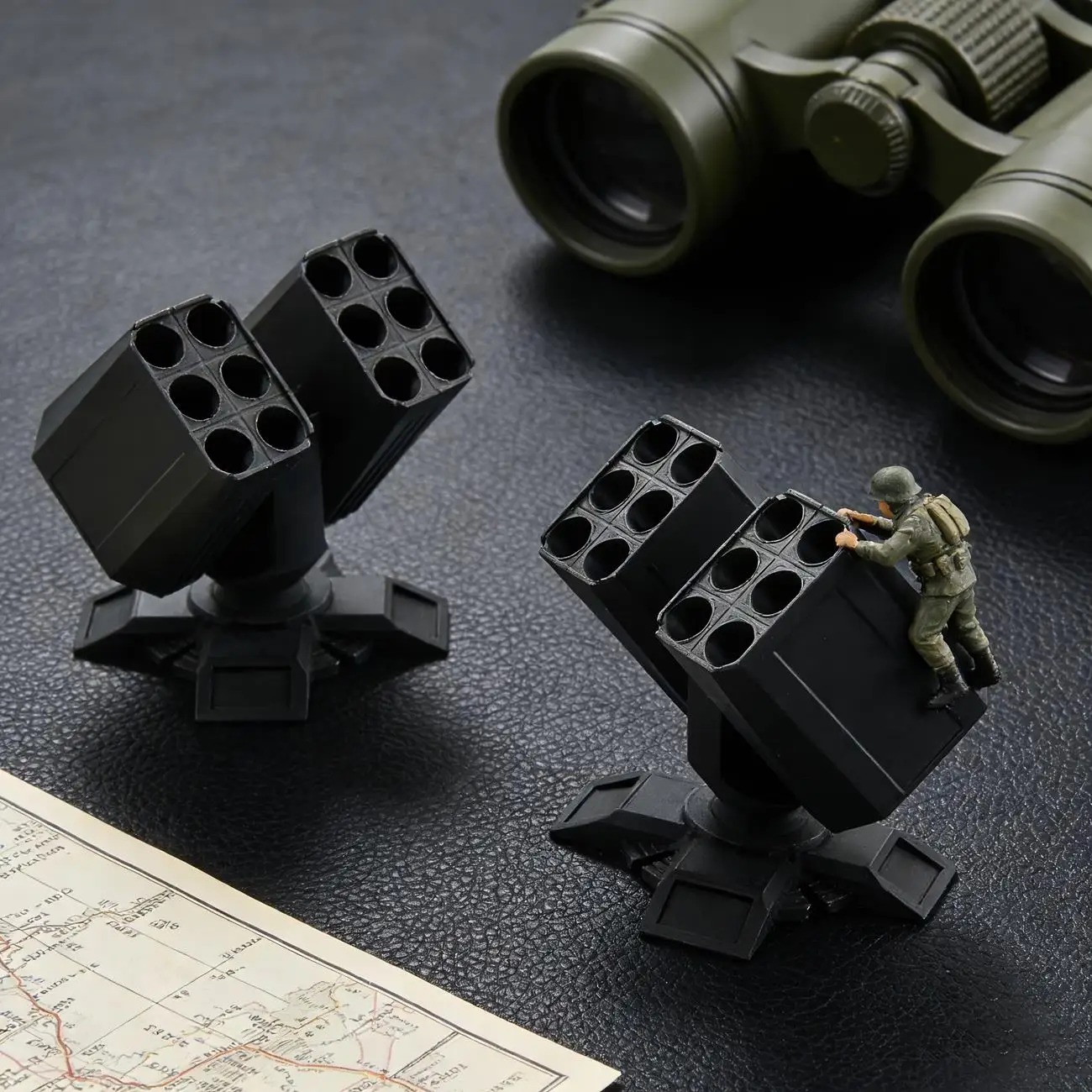 1pcs Anti-Aircraft Gun Pen Holder – Holds 12 Pens, Brushed Missile Launcher Design, Office & Military Decor