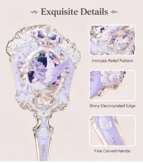 Flower Knows Unicorn Hand Mirror Vintage Embossed Carved Makeup Mirror Cute Lolita Cosmetic Handheld Mirror For Girls Gift