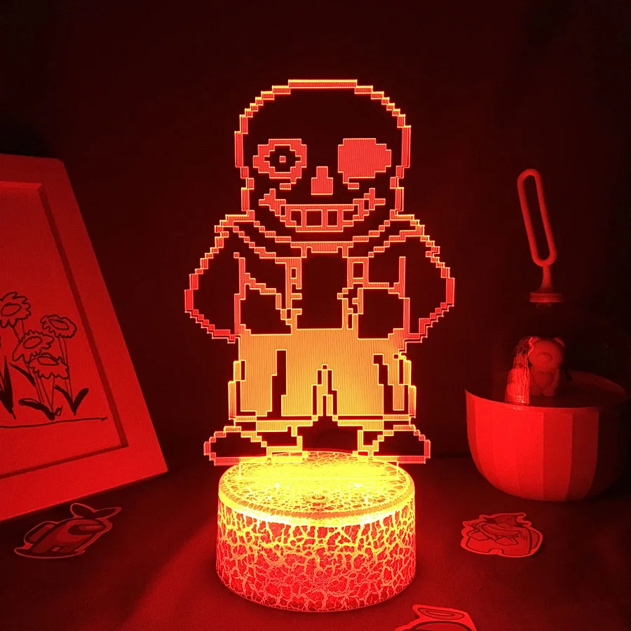 Undertale Sans Love lámpara de juego 3D Led RGB luces nocturnas, regalos de cumpleaños para amigos, sala de juegos, mesa, decoración colorida,