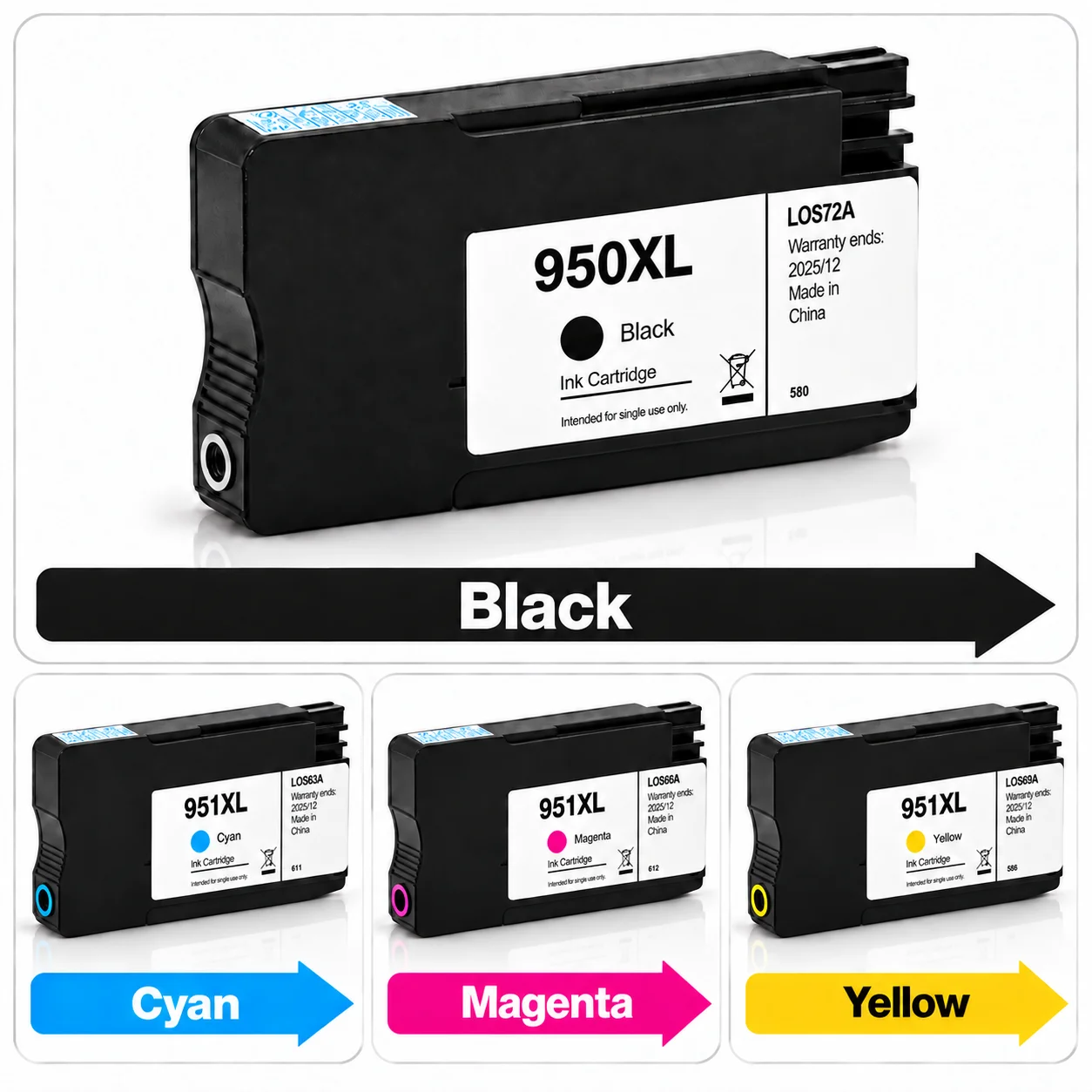 950 951 Ink Cartridge for HP950 for HP Officejet Pro 8100 8600 8610 8615 8620 8625 8630 251dw 276dw With Full Ink
