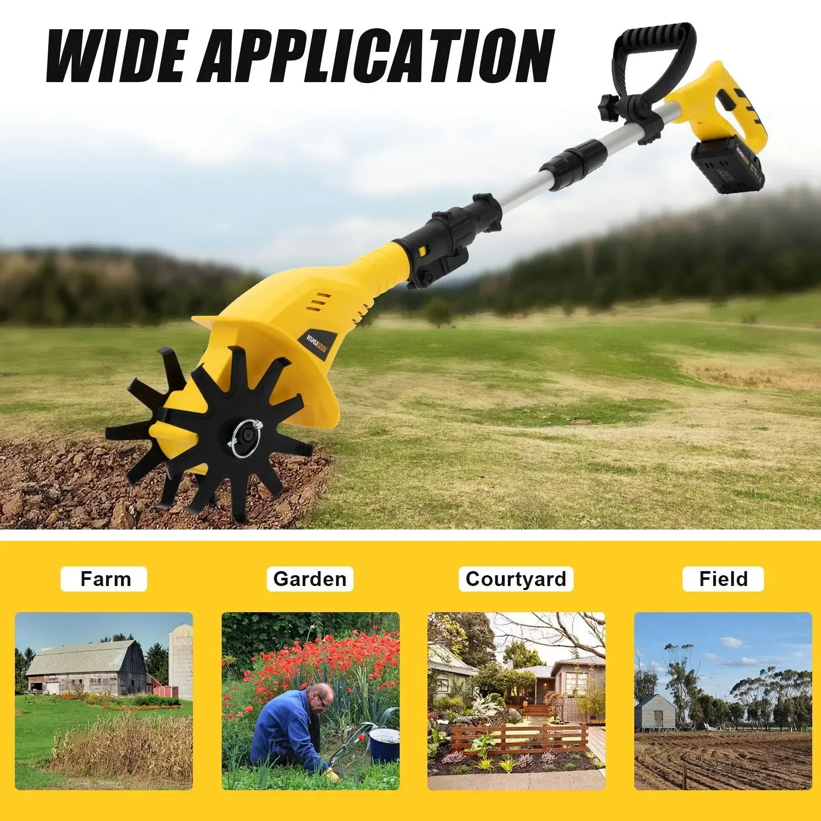 

Cordless Electric Tiller – Rechargeable Rototiller & Soil Cultivator for Garden Tilling