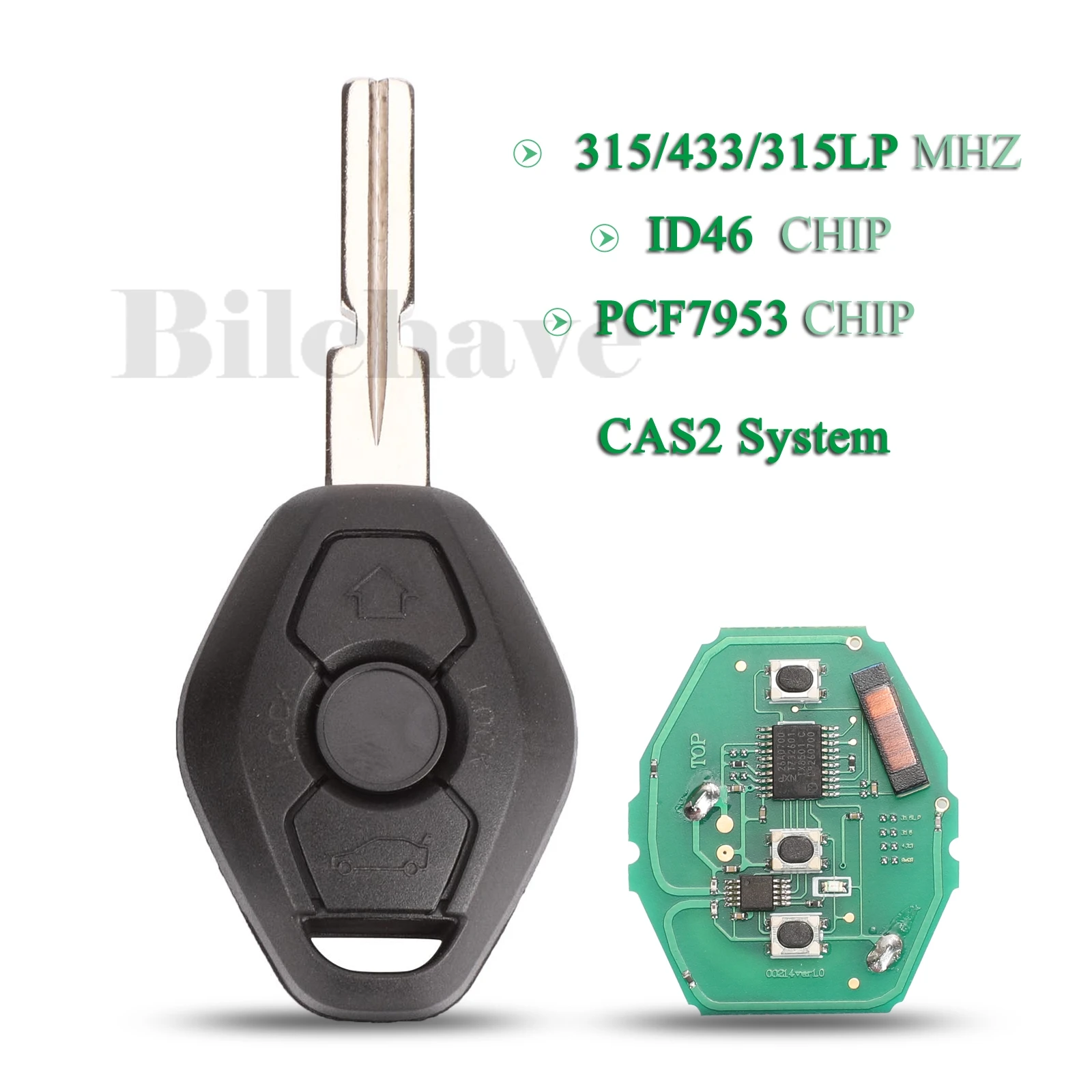 

jingyuqin 3 Buttons CAS2 System HU58 Blade Remote Smart Car Key Fob For BMW 3 5 7 Series 315/315LP/433Mhz With ID46-7953 Chip