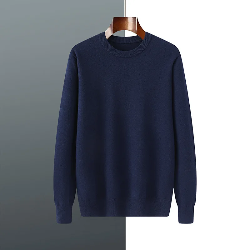 Men Cashmere Pullover O-Neck Sweater Autumn Winter Warm Solid Color Knitted Sweater Business Casual Long Sleeve Tops Pull Hommes - view 5