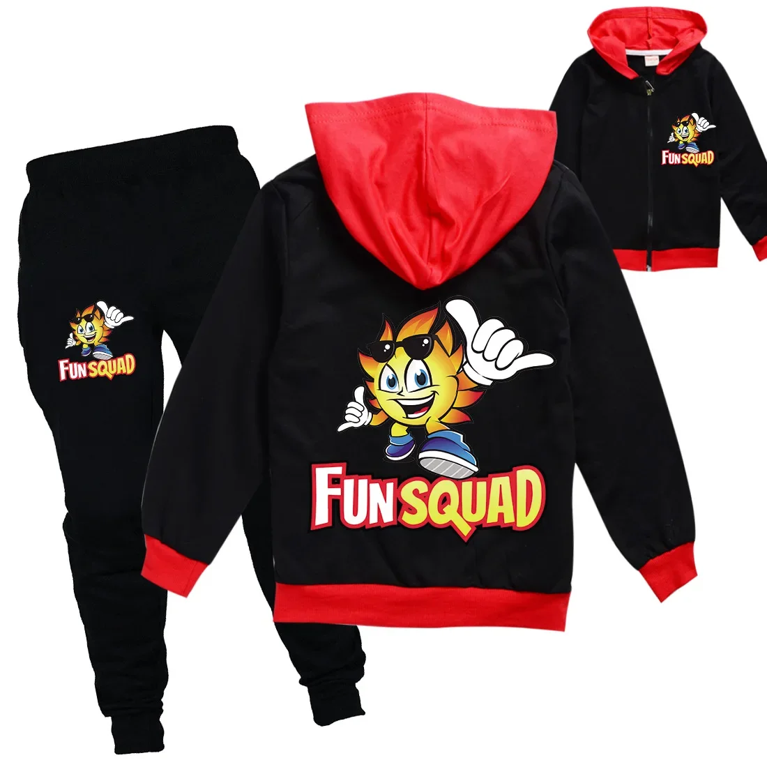 New Style Hoodie Kids Fun Squad Gaming SportSuit Toddler Girls Outfits Teenage Boys Zipper Hoody Jacket+Sweatpants 2pcs Set