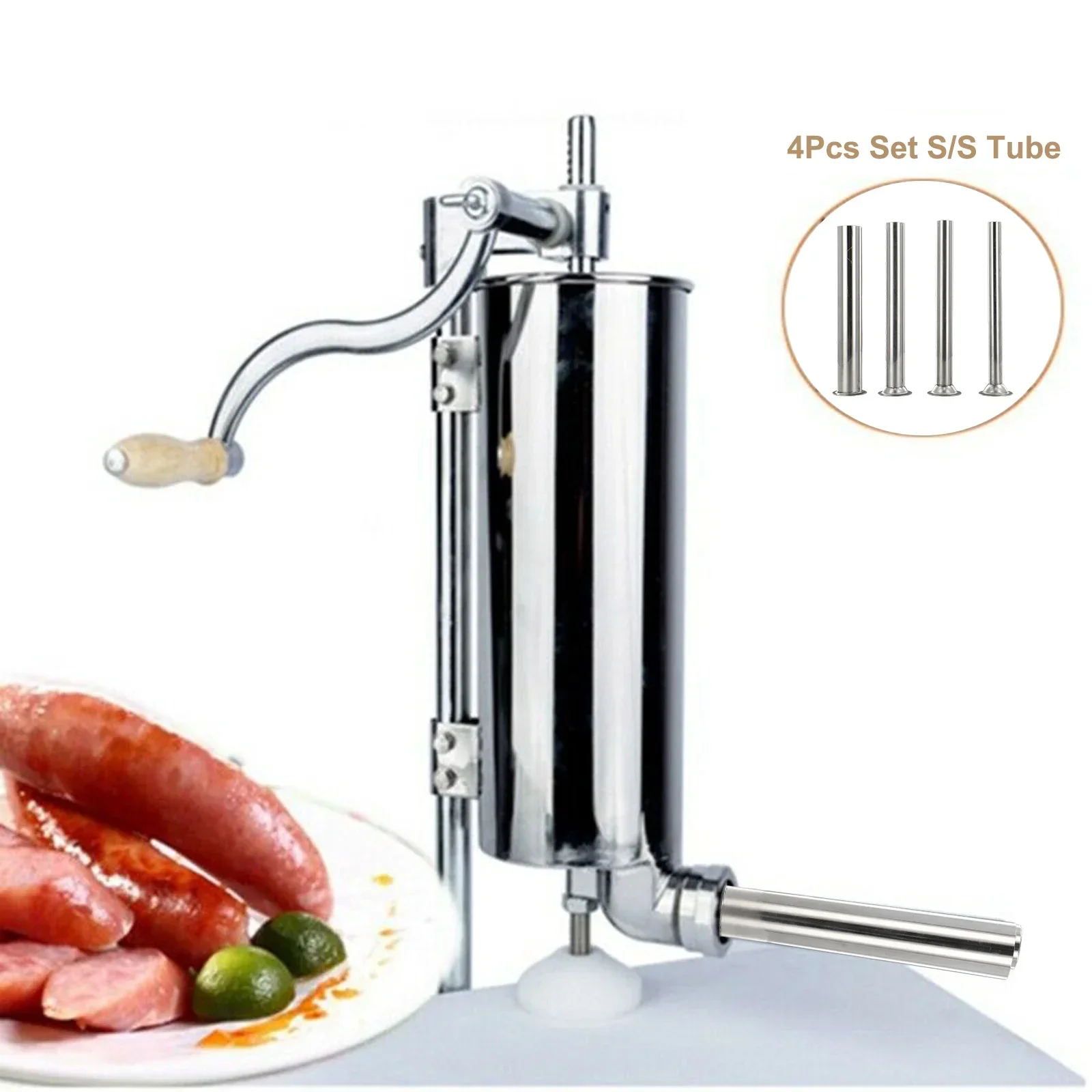 4Pcs Stuffing Tubes Sausage Stuffer Funnels Nozzles Silver 165mm-6.5inch Salami Making Sausage Maker Homemade Sausage Filler-New