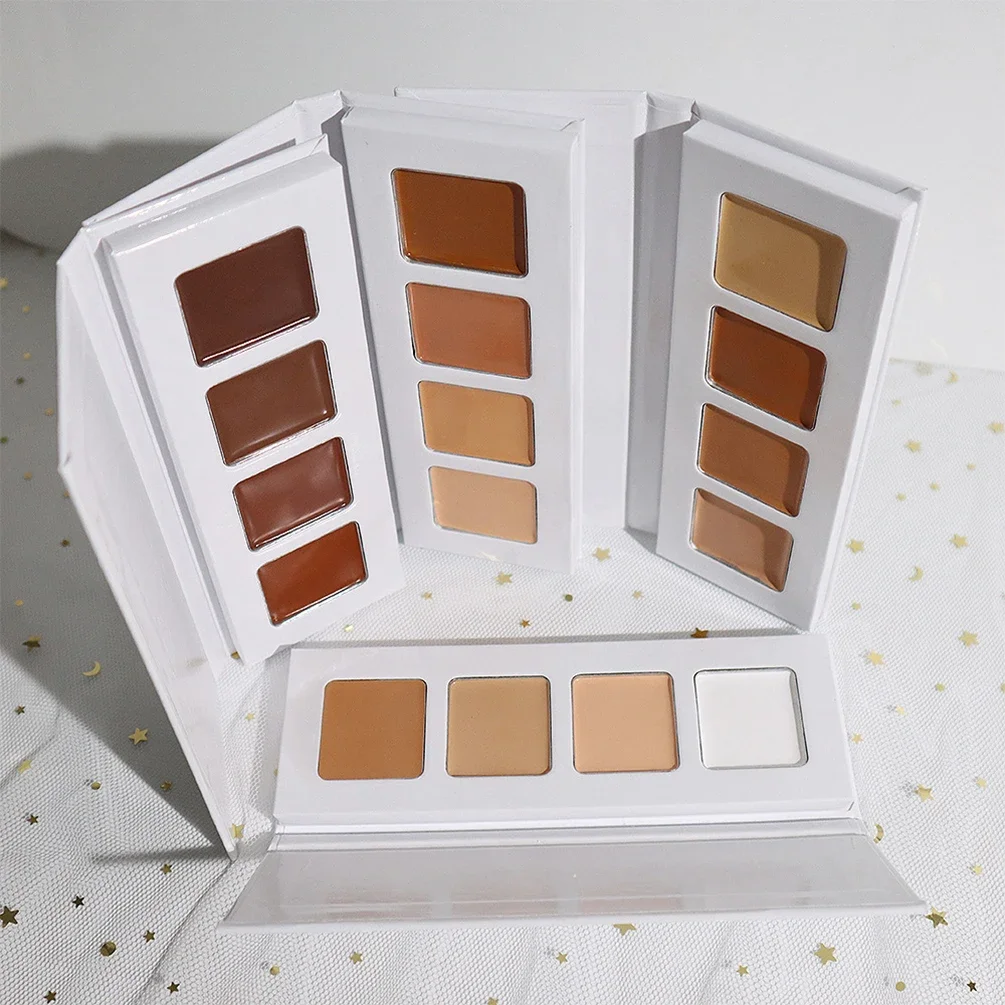 Crème anti-cernes avec logo personnalisé, palette hydratante, contour longue durée, couverture complète, maquillage, vente en gros, marque privée, 4 documents