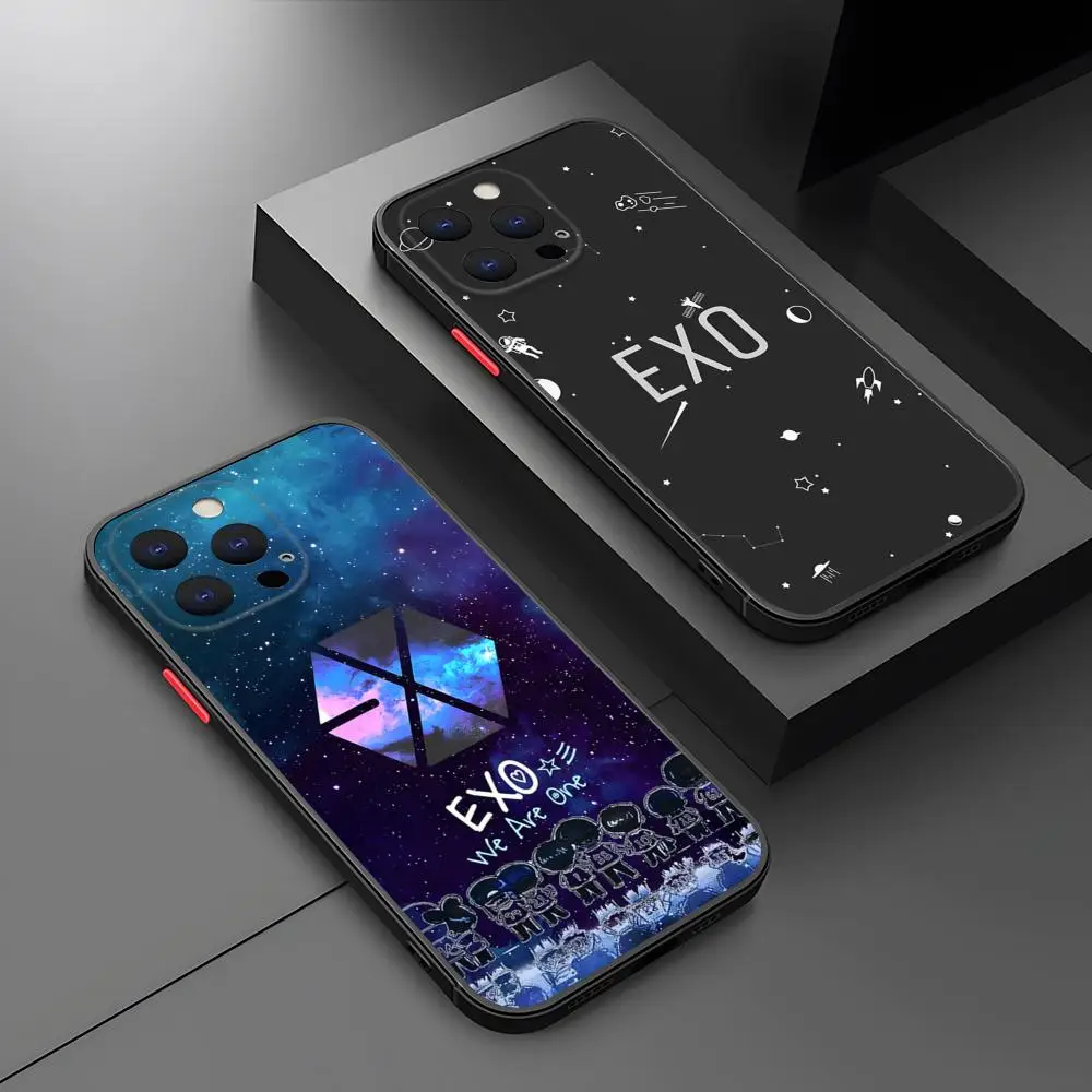 Funda de teléfono Kpop-E-EXO de Corea para Iphone 17 16 15 14 Max 13 12mini 11 Plus 7 8 6 6SX X Rx S, funda trasera translúcida esmerilada