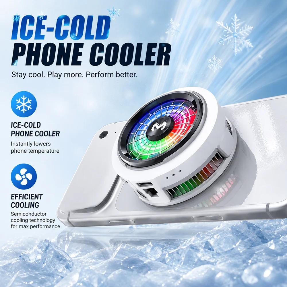 MEMO CX20 Semiconductor Phone Cooler Powerful Cooling Digital Power Display Magnetic Clip 2 in 1 for Mobile Gaming