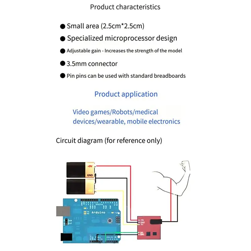 BTLIFE-5X Muscle Electrical Sensor Module EMG Signal Collection For Arduino Electronic Development Kit,For Mobile Electronics