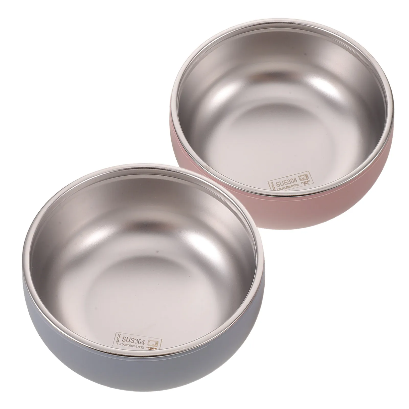 2Pcs Baby Weaning Bowl Unbreakable Stainless Steel Interior Silicone Shell Non Slip Anti Scald Toddler Feeding Bowl Dishwasher