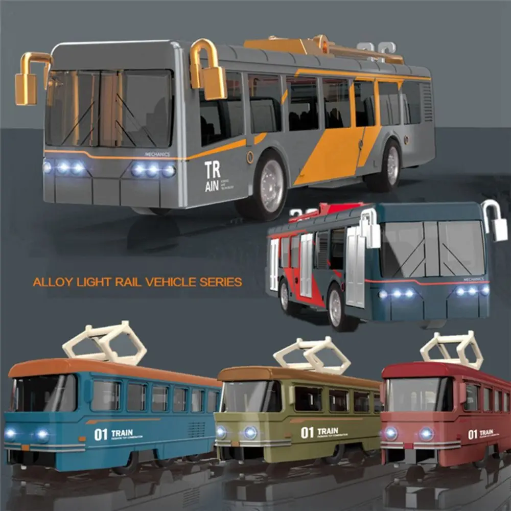 Simulation Rail Tram Light Rail Tram Model Alloy Retro Sound and Light Bus 1:50 Five Color Rail Tram Train Model