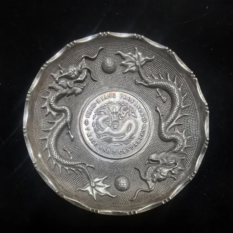 Crafts Double Plate Pure Copper Plated Randomly Sent Inlaid Dragon Western Dollar Ancient Silver Fi