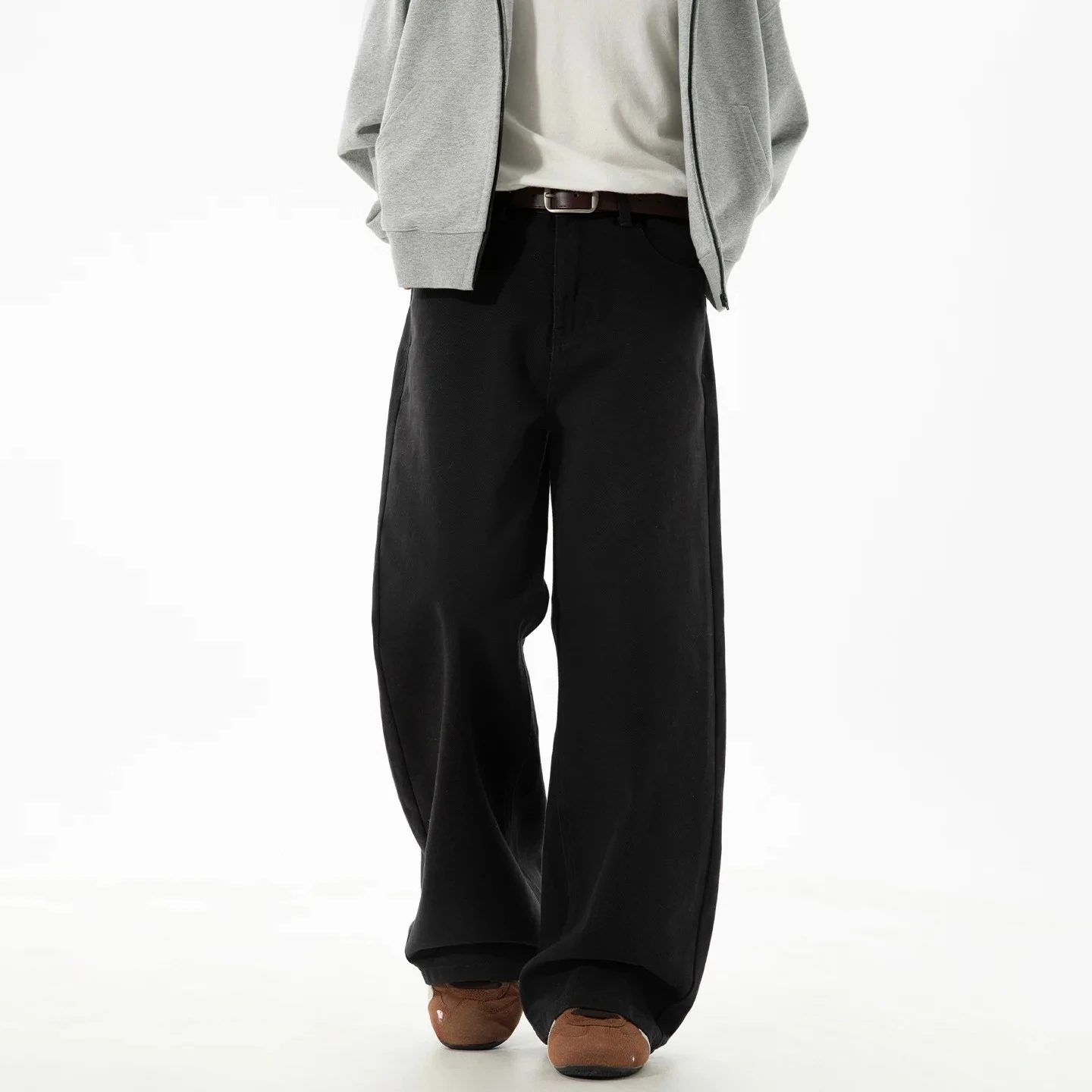 2025 stile giapponese nuovi uomini di moda tinta unita allentato dritto gamba larga casual trendy semplice pantaloni di base pantaloni maschili